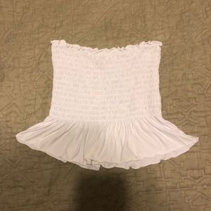 Tilly's white rutched peplum tube top NEVER WORN